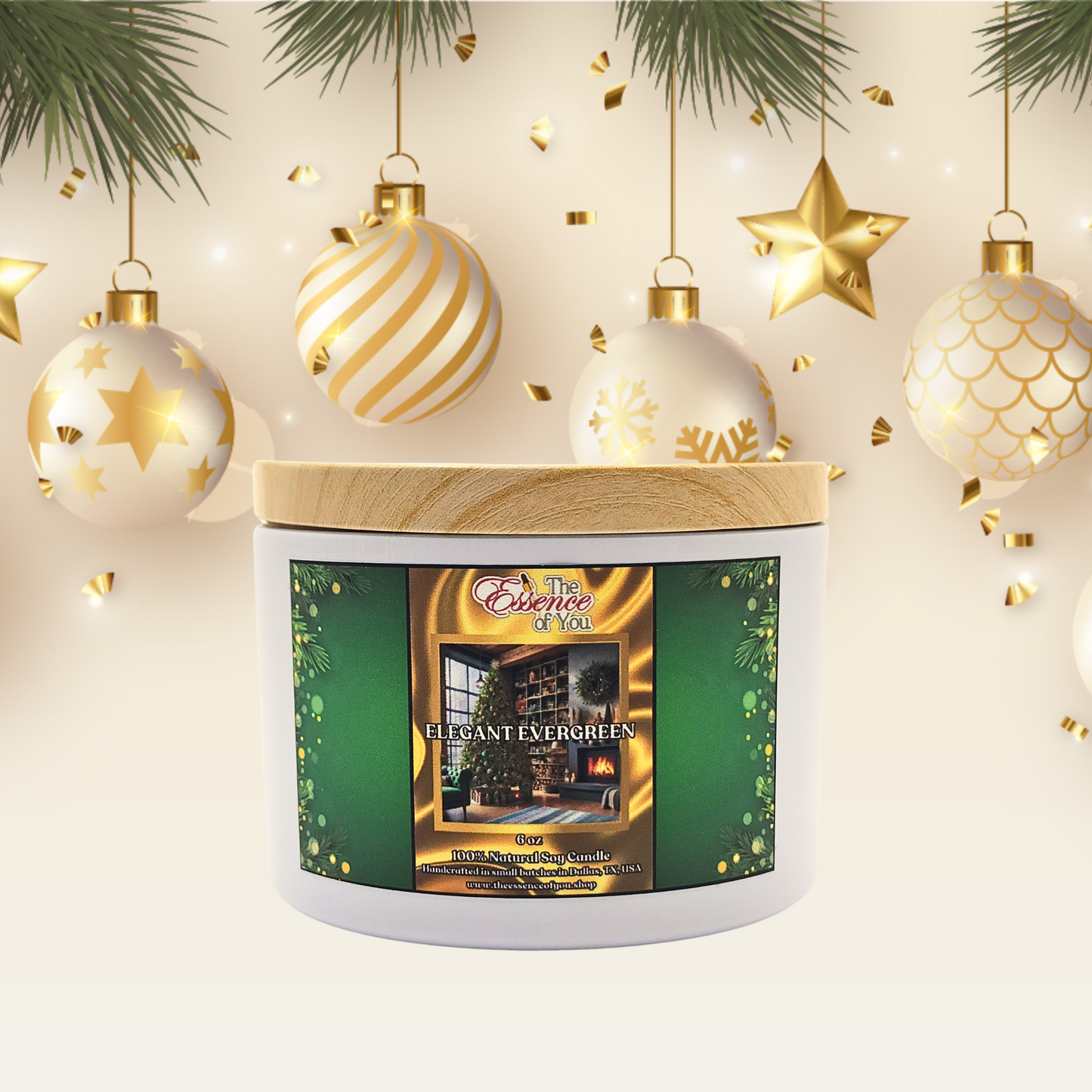 ELEGANT EVERGREEN 100% SOY CANDLE
