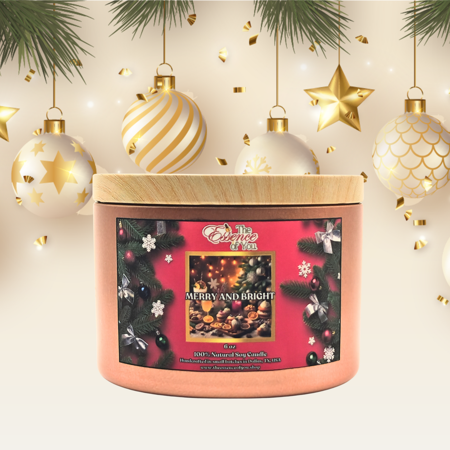 MERRY AND BRIGHT 100% SOY CANDLE